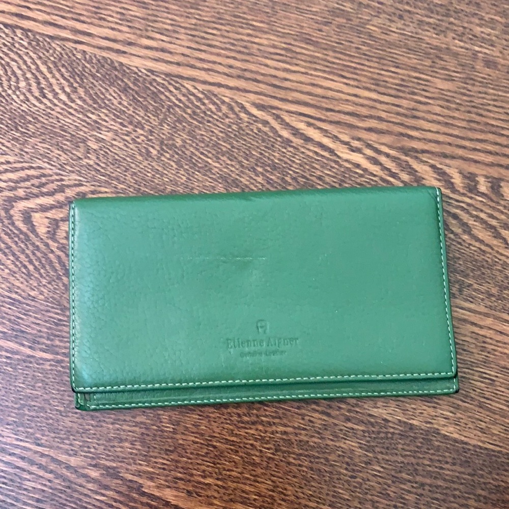 Etienne Aigner genuine leather checkbook pouch